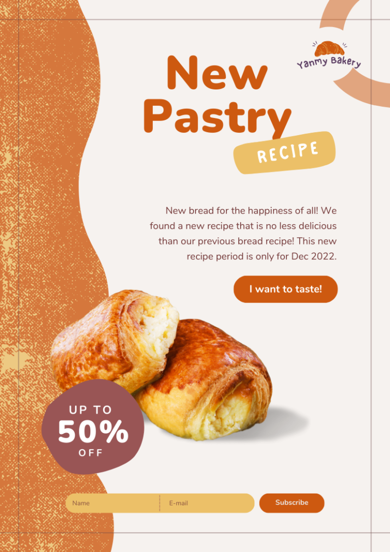 Beige and Pastel Playful Clean New Pastry Recipe Announcement Email Newsletter